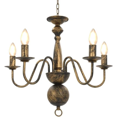 Image of vidaXL Chandelier Antique Black 5 x E14 Bulbs