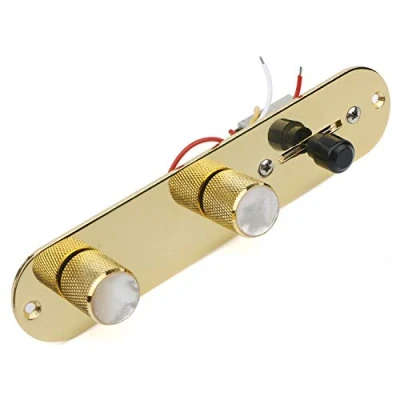 Image of Swhc Guitar Gold 3 Way Control Plate Wired Loaded Switch Wiring Harness Knobs for Fender Telecaster Electric