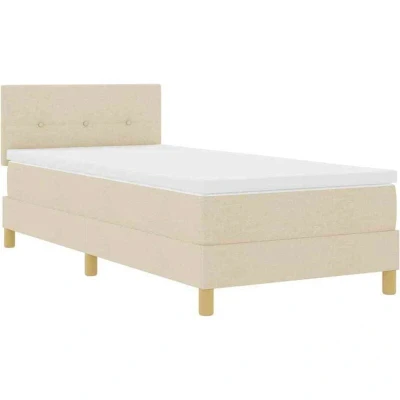 Image of Box Spring Bed with Mattress Cream 90x200 cm Fabric Vidaxl