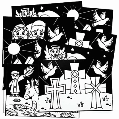 Image of Baker Ross Holy Week Fuzzy Art Pictures Pack of 10, Religious Felt Sets for Children (FC508)