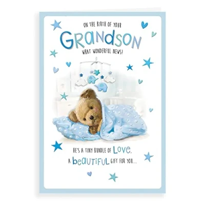 Image of Regal Publishing Cute Baby Card Birth Of Grandson 9 x 6 inches,Blue