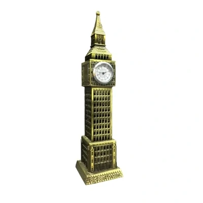 Image of Big Ben Model With Clock Ds. Distinctive Style Metallic Tower Decoration Statue London Souvenir Gift