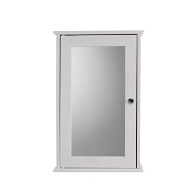 Image of Croydex Blanco Single Door Mirror White Wooden Cabinet with Hang N Lock Fitting System, 13x34x53 cm