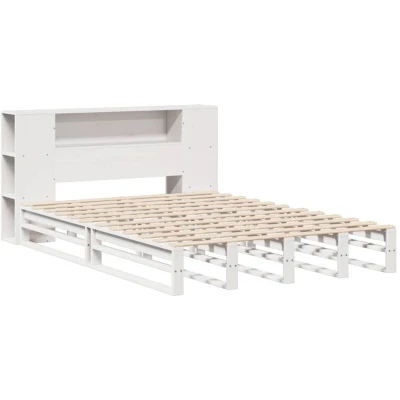 Image of vidaXL Bookcase Bed without Mattress White 150x200 cm King Size Solid Wood