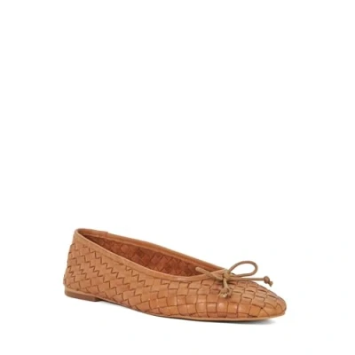 Image of Dune Ladies Heat Woven Leather Bow Detail Ballet Pumps Size UK 7 Flat Heel Tan