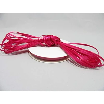 Image of 1 Bundle of 3mm x 10 metres Satin Ribbon Fuchsia Bright Pink Double Sided 3 mm