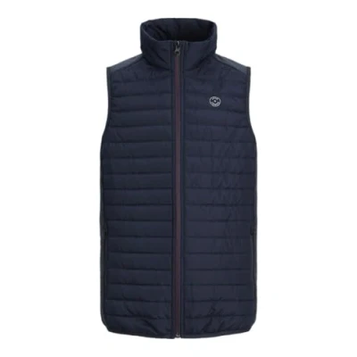 Image of JACK &amp; JONES Boy&#039;s Jjemulti Bodywarmer Collar Noos Jnr Quilted Vest, Ensign Blue/Detail: Wild Lime Contrast, 16 Years