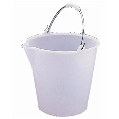 Image of Jantex Heavy Duty Plastic Bucket with Handle 12 Litre, White, Cleaning Bucket, Colour Coded Cleaning, Size: 32(H)x35(Dia)cm, Graduated Pouring Lip, Professional &amp; Home Use, L571