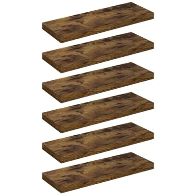 Image of WOLTU Floating Shelf, Wall Free Bookcase, Wooden Board for Books, Pictures, Decoration, 60 x 23 3.8 cm, Vintage Brown, RG9319hov 6