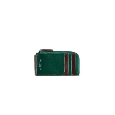 Image of Ted Baker London Mens Nanns Contrast Detail RFID Blocking Leather Zip Around Coin Card Holder Wallet Pouch in Green