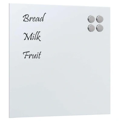 Image of vidaXL Wall Mounted Magnetic Board 40x40 cm Tempered Glass Notice White Dry Erase for Home, Office, School Use