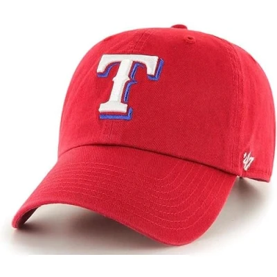Image of 47 MLB Team Color Primary Logo Franchise Fitted Baseball Hat Cap, Unisex Adult, Texas Rangers Red, XL