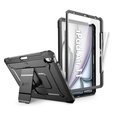 Image of SUPCASE for iPad Air 11 Inch Case 6th Generation M2 2024, [Built in Screen Protector &amp; Pencil Holder Stand] Full Body Rugged Cover 6th/5th/4th Gen (11/10.9 Inch, 2024/2022/2020), Black