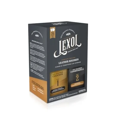 Image of Lexol Leather Care Kit Conditioner and Cleaner, Use on Car Leather, Furniture, Shoes, Bags Accessories, Trusted Since 1933, Quick &amp; Easy 2 Step Regimen, 16.9 oz Bottles Plus Sponges