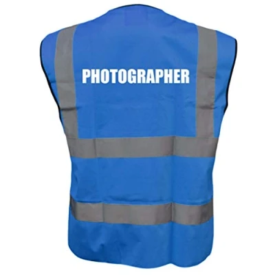 Image of BLUE Hi Vis Vest PHOTOGRAPHER Waistcoat Safety XXX Large