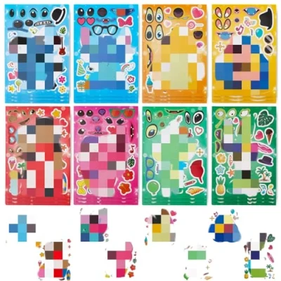 Image of DIY Make a Face Stickers, 24PCS Stickers Art Craft Your Own for Birthday Party Supplies Favors Gift Set Crafts Kids