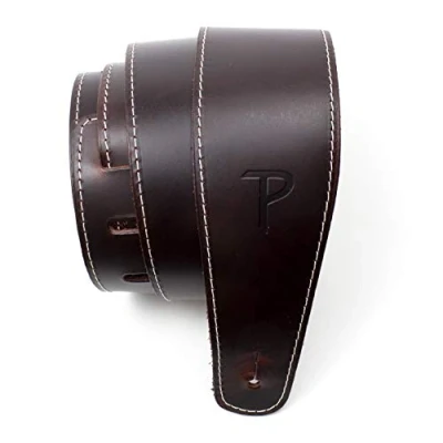 Image of Perri’s Leathers Ltd. Guitar Strap Baseball Leather (Series) Wine Adjustable For Acoustic/Bass/Electric Guitars Made in Canada (SP25S 7053)