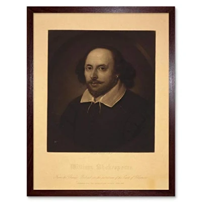 Image of Wee Blue Coo Paintings Portrait William Shakespeare Elizabethan Playwright Art Print Framed Poster Wall Decor 12X16 Inch