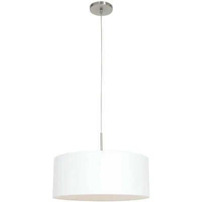 Image of Sparkled Light Cylindrical Pendant Ceiling Steel Brushed, Chintz Fabric
