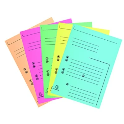 Image of Exacompta Ref 334000E Super 210 Printed 2 Flap Folders 240 x 320mm in Size, Suitable for Holding A4 Documents, 210gsm Card, Pre Assorted Colours (Pack of 25)
