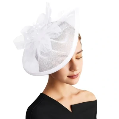 Image of DRESHOW Fascinator Hats Tea Party Hat Vintage Pillbox Headband Cocktail Headwear for Girls and Women