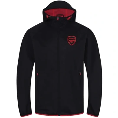 Image of Arsenal FC Official Gift Mens Shower Jacket Windbreaker Peaked Hood Black Small