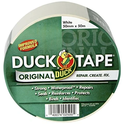 Image of Duck Tape Original White, 50mm x 50m, Improved Formula High Strength Waterproof Gaffer and Duct Adhesive Cloth Repair