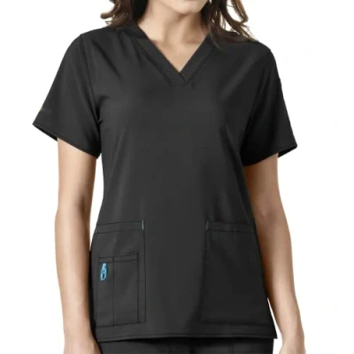Image of Carhartt womensC12110Carhartt Cross flex Women&#039;s Media Scrub Top Medical Scrubs Shirt Black Small