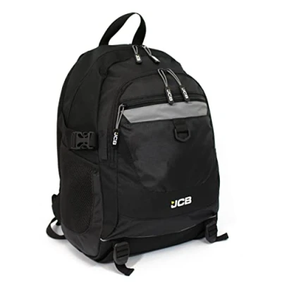 Image of JCB Rucksack Travel Bag, Under Seat Work Rucksack, Adjustable Straps, Padded Support, Multi Pocket Backpack Black/Grey