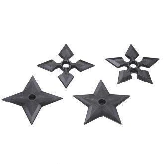 Image of Martial Arts Black Polypropylene Plastic Full Contact Ninja Stars 4pc Set