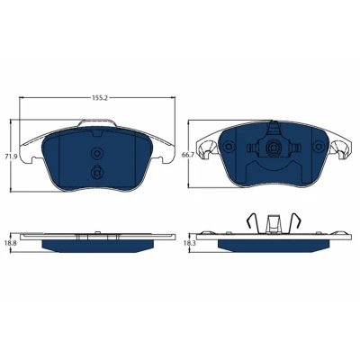 Image of 1647862580, 425477 Brake pad set TRW GDB1691BTE not prepared for wear indicator PEUGEOT: 3008 I