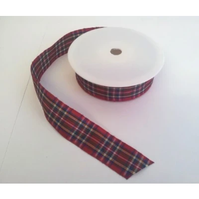 Image of 1 metre Trim of Royal Stewart Polyester Tartan Ribbon 25mm Wide