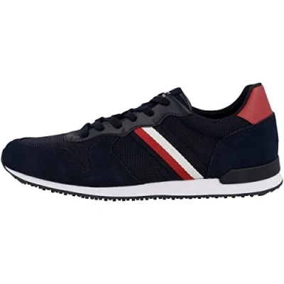 Image of Tommy Hilfiger Men Iconic Mix Runner Trainers Athletic, Blue (Desert Sky), 40 EU