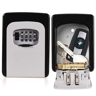 Image of ASAB Wall Mounted Key Lock Safe Box Weatherproof Push Button Heavy Duty Zinc Alloy Case Locker With Code Security Items And Accessories Indoor Outdoor Door
