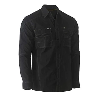 Image of Bisley Workwear UKBS6144_BBLK Flex &amp; Move Utility Shirt 145GSM Long Sleeve Black, M