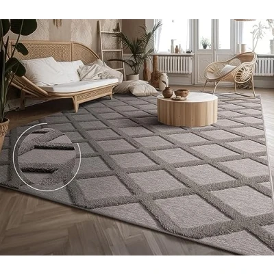 Image of Paco Home Area Rugs Livingroom Short Pile Large Rug Bedroom Aztec Pattern Scandi 3D Modern, Size:80x150 cm, Colour:Grey 2