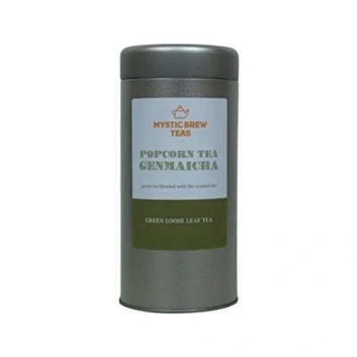 Image of Mystic Brew Teas Genmaicha Popcorn Loose Leaf Tea 100 Grams Caddy