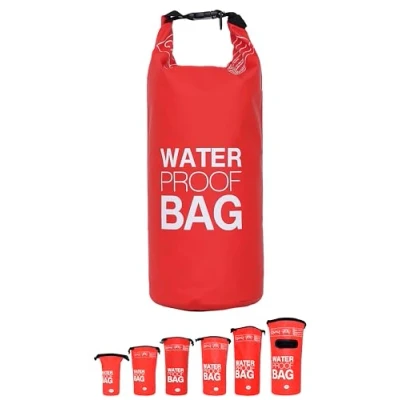 Image of DonDon Waterproof Bag Drybag Storage for Your valuables with Adjustable Shoulder Strap Kayaking Boating Rafting Fishing Swimming Camping and Hiking in red 5 Liter