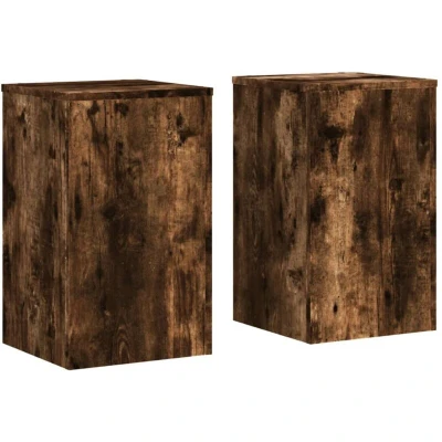 Image of vidaXL Plant Stands 2 pcs Smoked Oak 30x30x50 cm Engineered wood