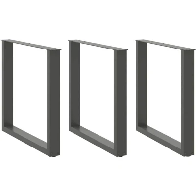 Image of vidaXL Dining Table Legs U Shaped 3 pcs Anthracite 80x(72 73) cm Steel