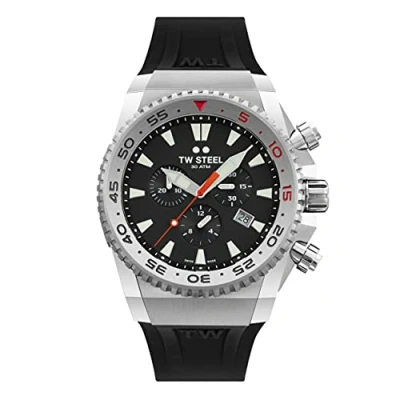 Image of TW Steel ACE Diver Mens 44mm Quartz Watch with Black Dial Silicon Strap, and Date Calendar ACE400