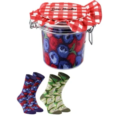 Image of Rainbow Socks Blueberries and Pears in Jar Funny Gift Idea 2 Pairs Size 7,5 11
