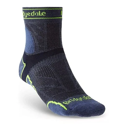 Image of Bridgedale TRAIL RUN Lightweight T2 Merino Sport 3/4 Crew Men&#039;s Large Blue