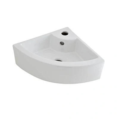 Image of Milano Newby Modern White Ceramic Wall Hung Corner Bathroom Basin Sink 460mm x 320mm