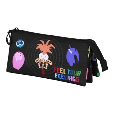 Image of Disney Pixar Inside Out 2 Feeling Triple Pencil Case, Multicolour, 23 x 11 cm