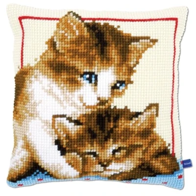 Image of Vervaco Cross Stitch Cushion :Playful Kittens