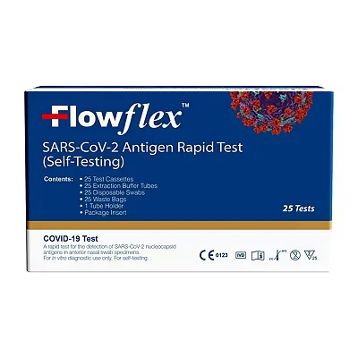 Image of Flowflex One Step Lateral Flow Test Kit 25 Tests for Sars CoV 2 Antigen (Colloidal Gold) Covid 19 Self Testing Rapid UK Supplied