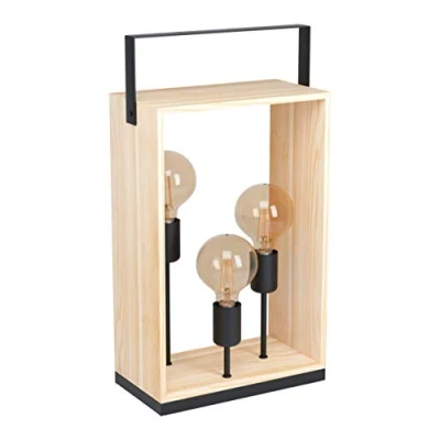 Image of Eglo Lighting Famborough 3 Lamp Table Black, Natural