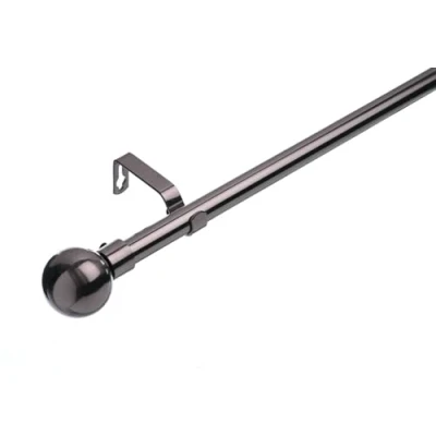 Image of Lister Cartwright 19 mm Extendable Metal Curtain Poles, Black Nickel (Ball Finials, 70 120 cm)