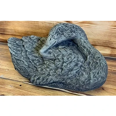 Image of STONE GARDEN CUTE LAYING SLEEPING GOOSE DUCK SWAN STATUE ORNAMENT